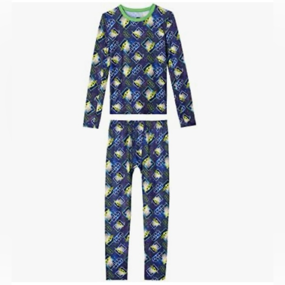 NWT- Cuddl Duds Blue Baby Yoda Boys Thermal Underwear Set-Long John -Size 8